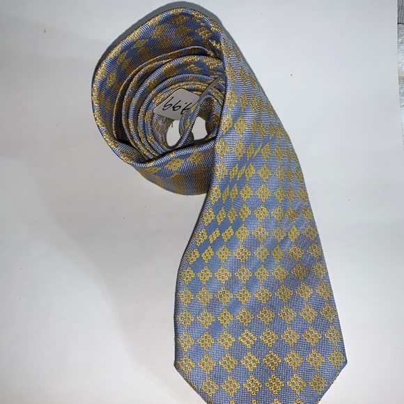 authentic BURBERRY 100% silk NECKTIE blue/yellow - Picture 7 of 8